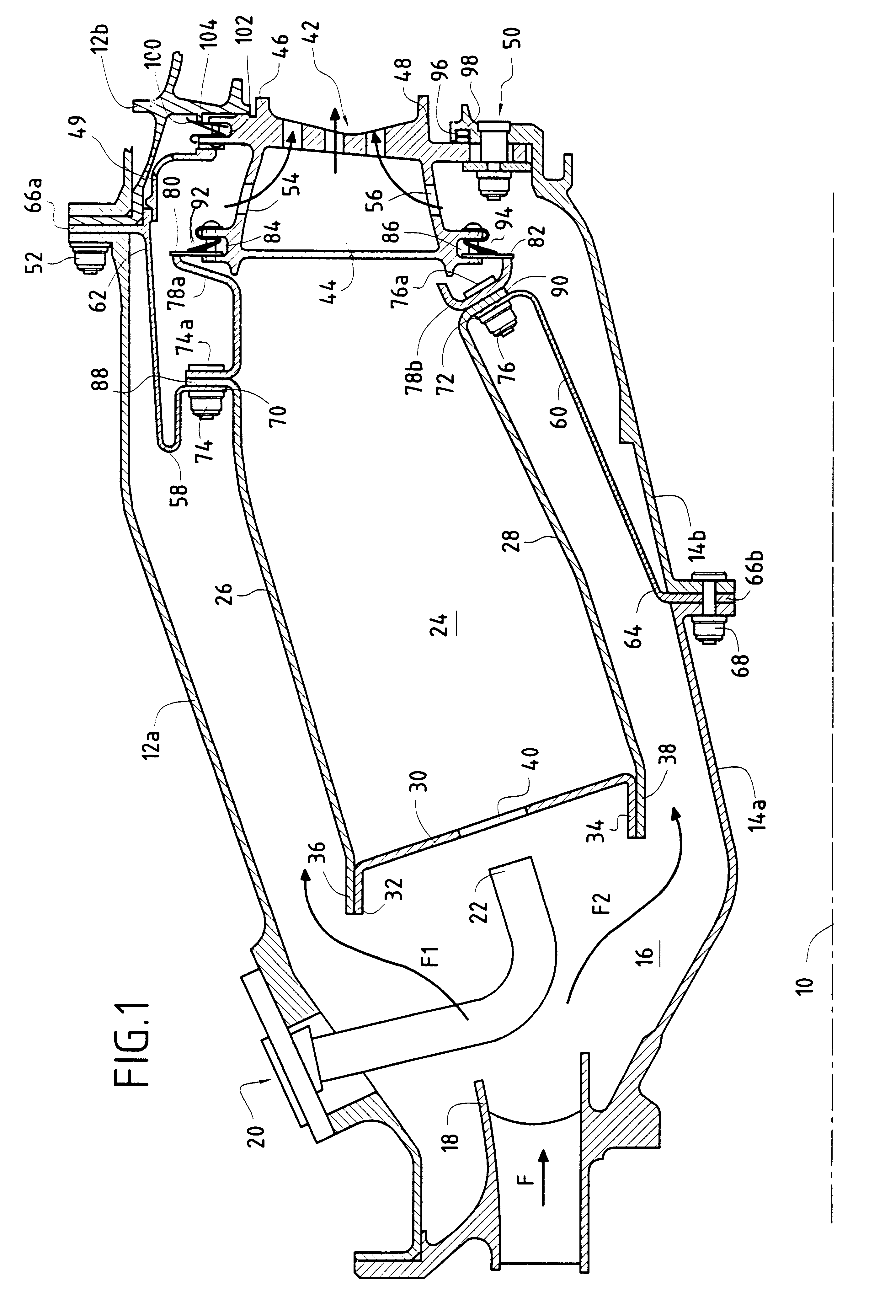 Connection for a two-part CMC chamber