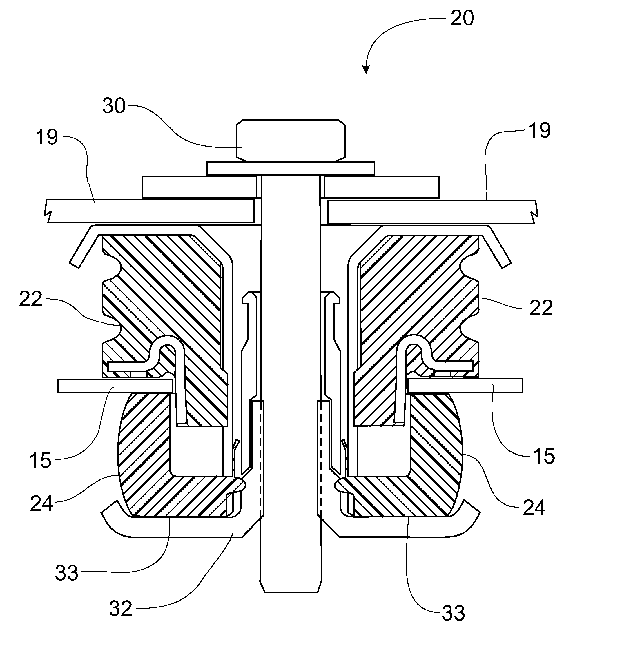 Hybrid material body mount for automotive vehicles