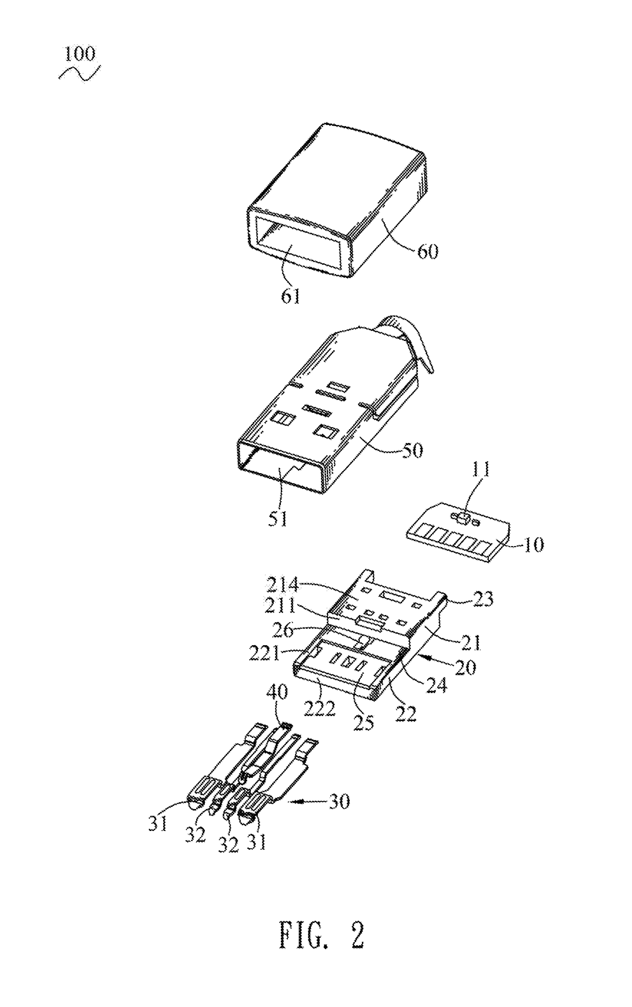 Plug connector having a circuit board with an encryption chip connected to a terminal