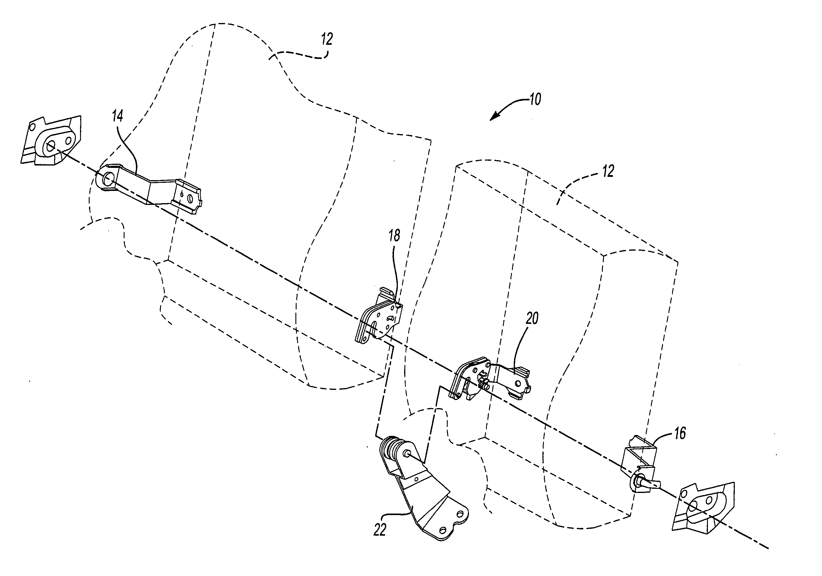 Double cam locking hinges for folding rear seat