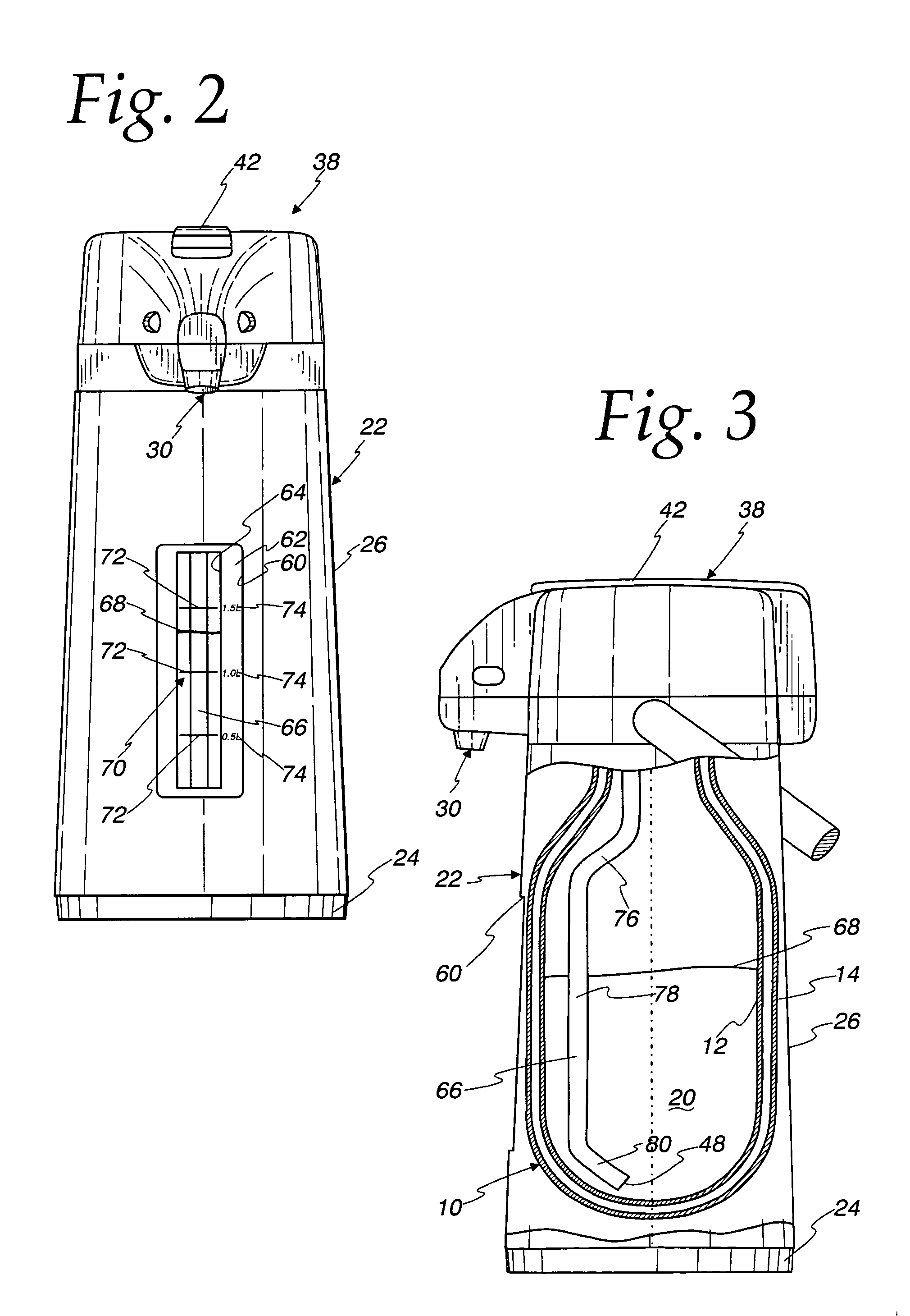 Carafe with contents volume indicator