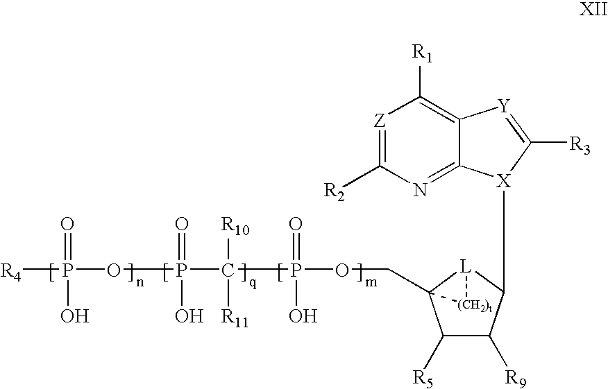 Methods of treating heart failure with modified ATP, ADP and AMP compounds