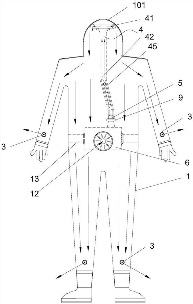 Closed filtering air supply protective garment