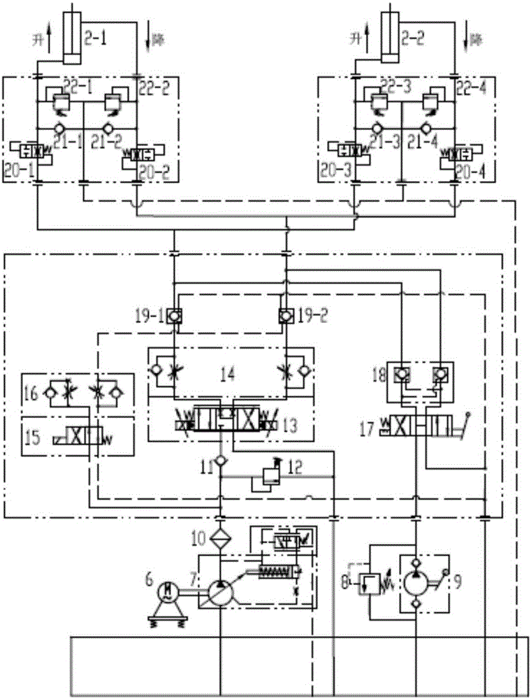 Stacker-reclaimer pitching hydraulic system, close loop control system and control method