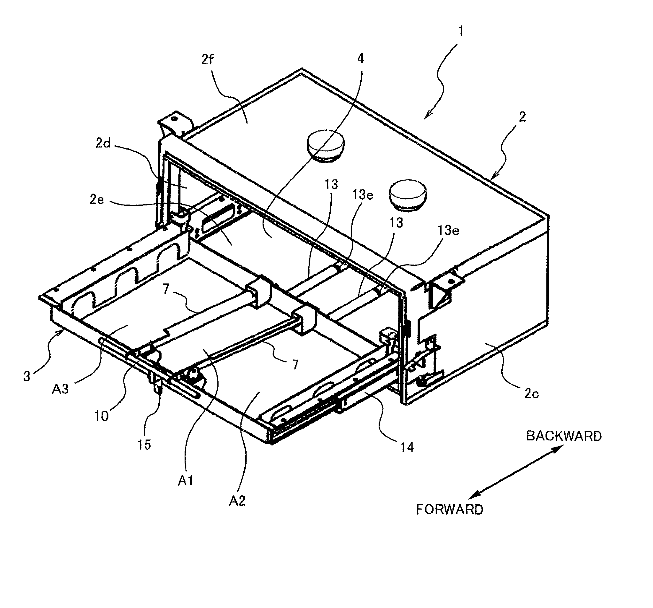 Device storage apparatus for railway vehicle