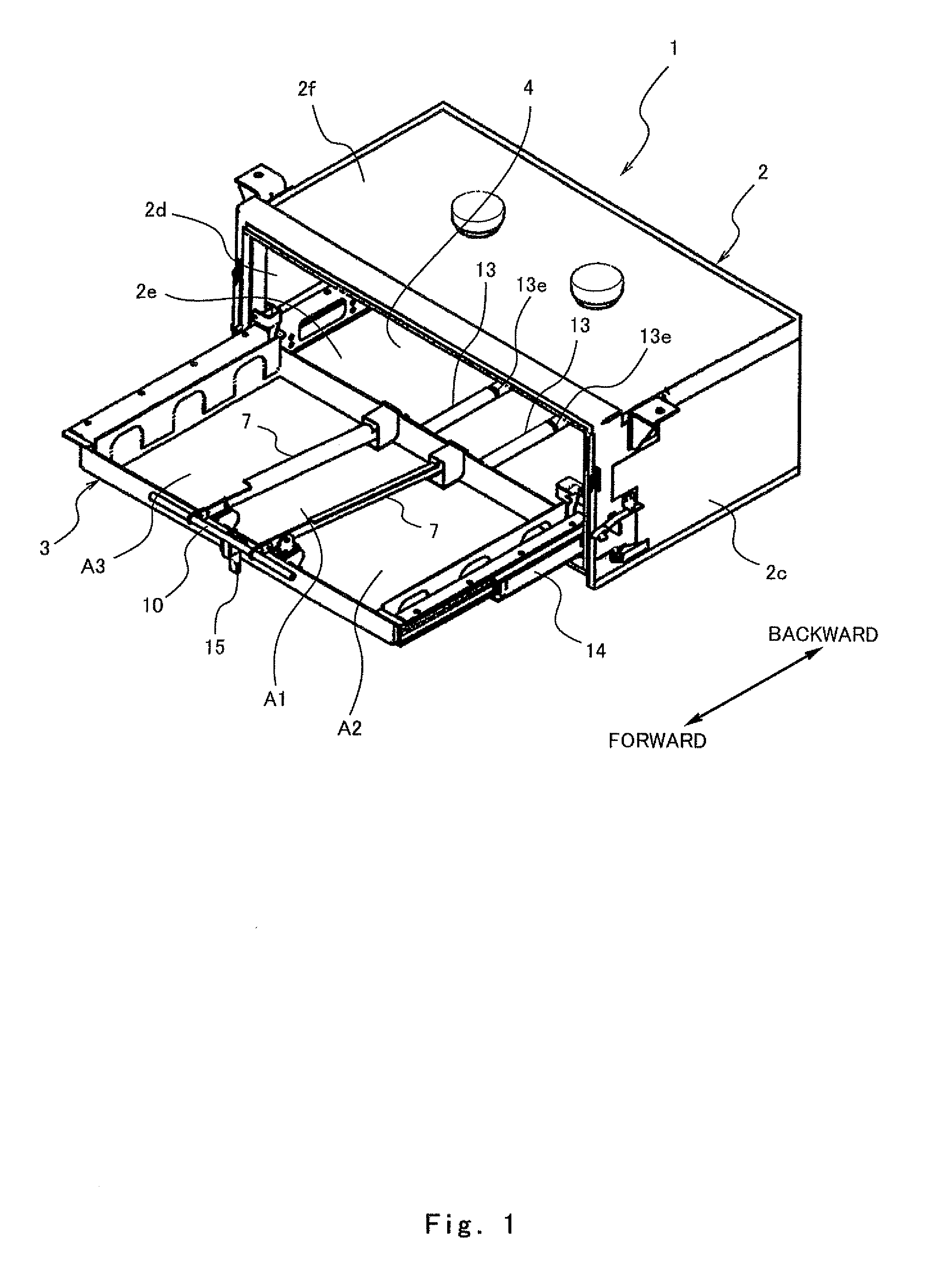 Device storage apparatus for railway vehicle