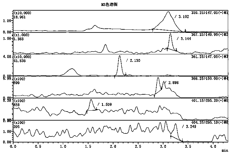 Method for determining concentrations of prednisone, prednisone acetate and active metabolite prednisolone thereof in blood plasma by means of liquid chromatography-mass spectrometry