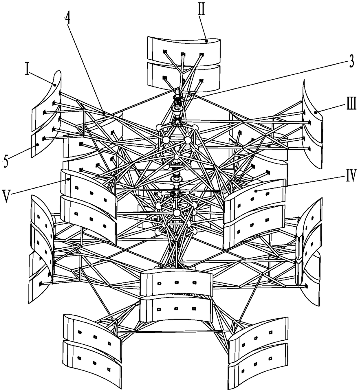 Fan blades on vertical axis wind power generation equipment