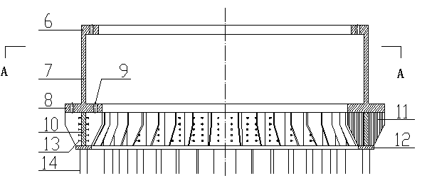 Anchored ribbed type connecting device for prestressed concrete and steel tower section of wind power combined tower