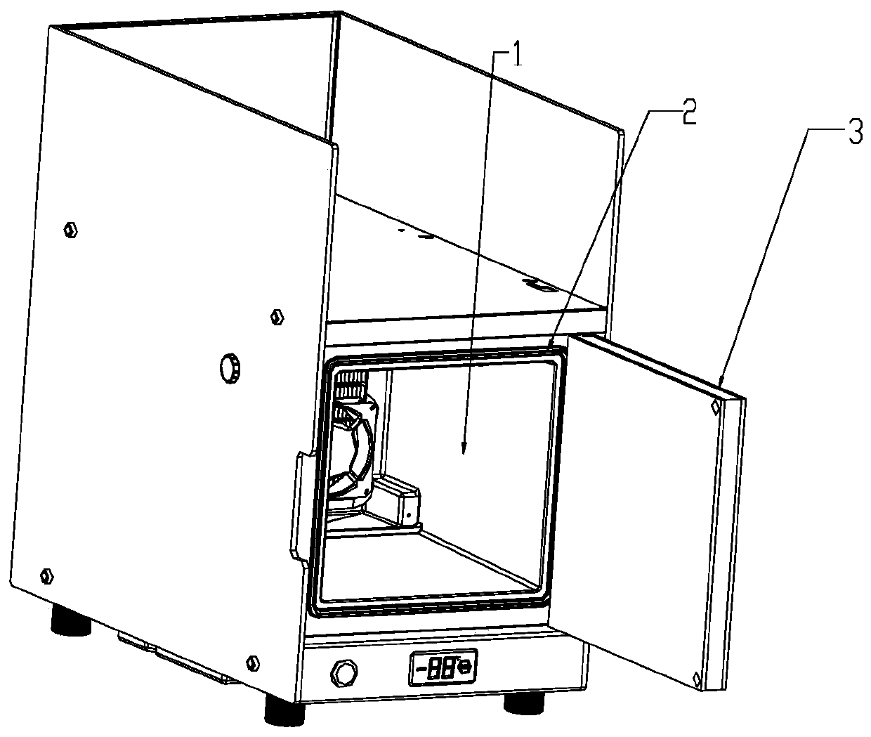 Glass door structure for air-cooling milk and coffee display cabinet