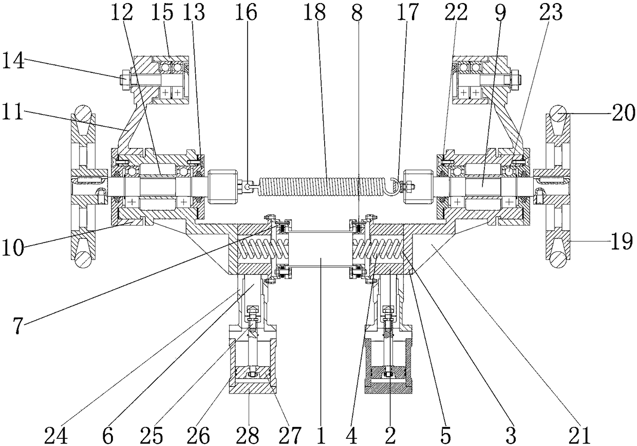 Novel flocking printing screen printing machine and rail wheel automatic limiting device thereof