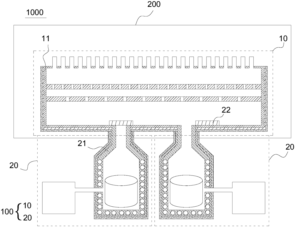 Line source device and OLED evaporation machine