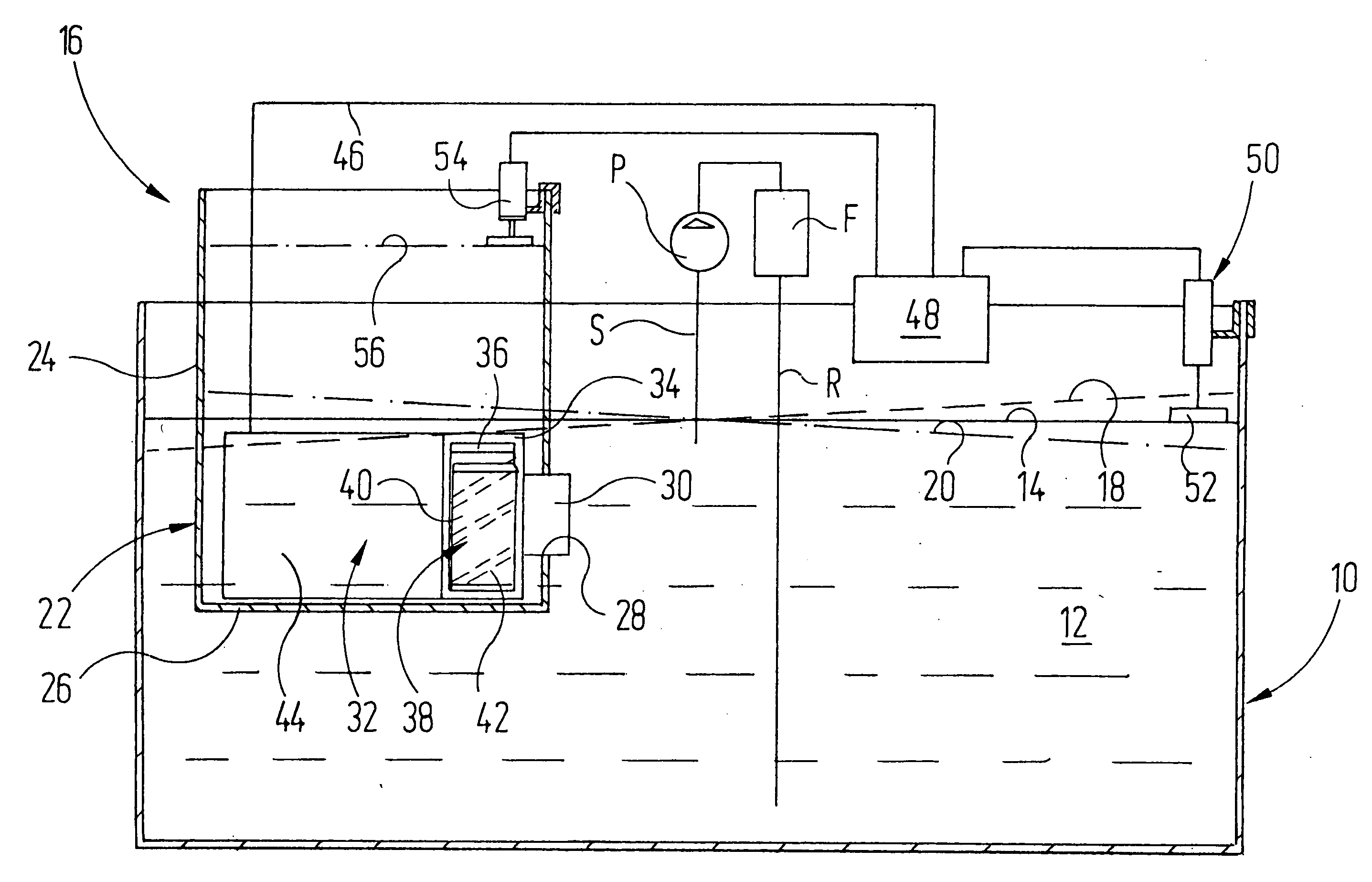 Method and device for generating waves in an aquarium