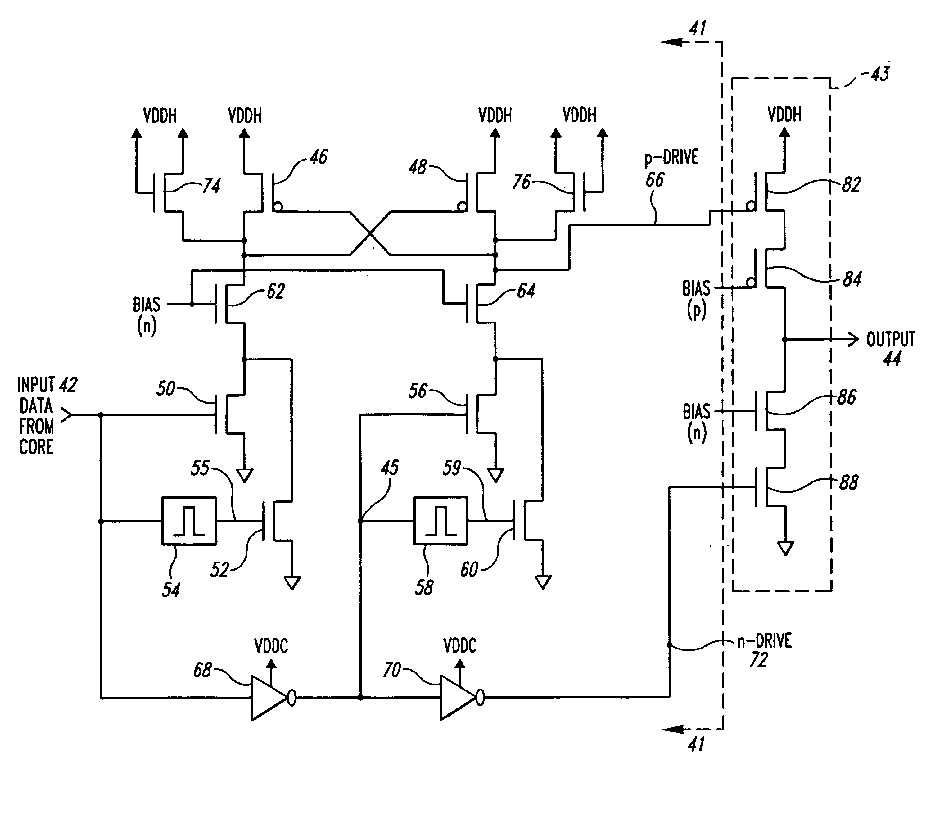 Voltage translator circuit formed using low voltage transistors