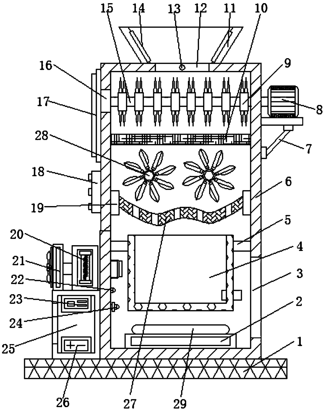 Agricultural and sideline product processing pulverizing device with drying function