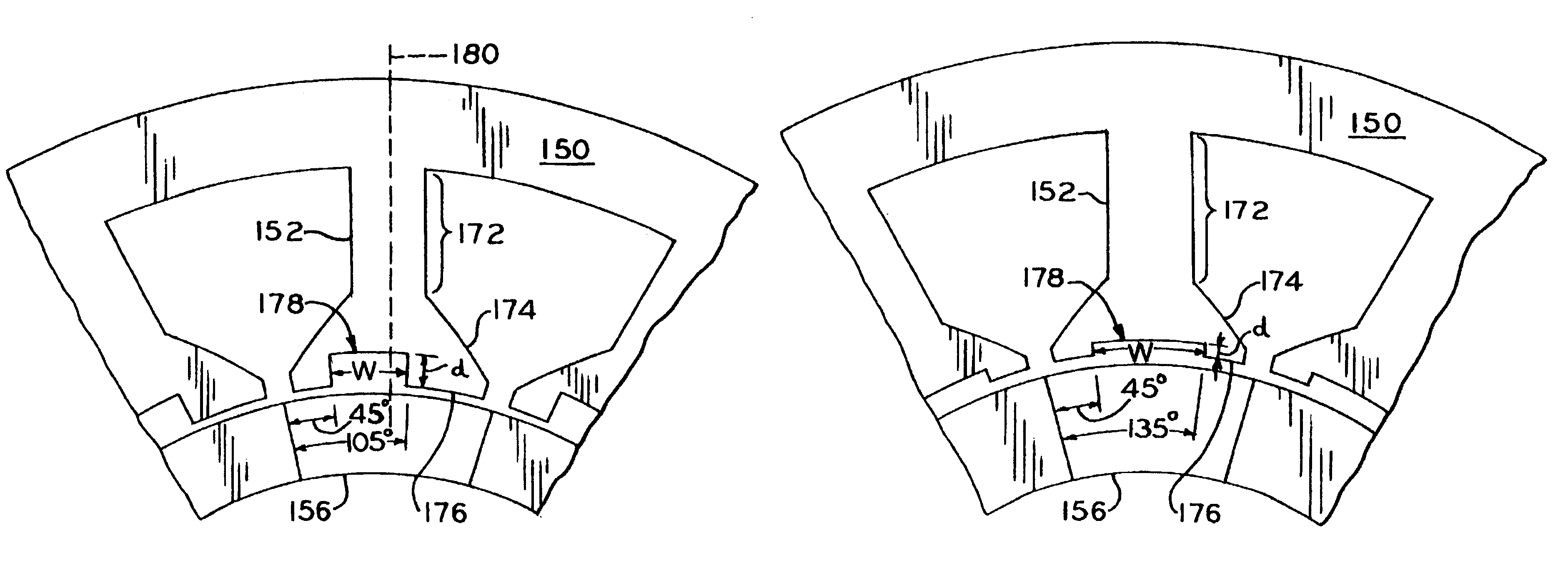 Single phase motor with positive torque parking positions