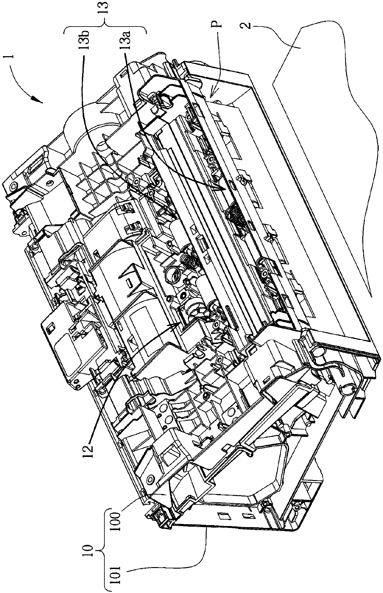 Sensing device determining paper jamming state and printer thereof