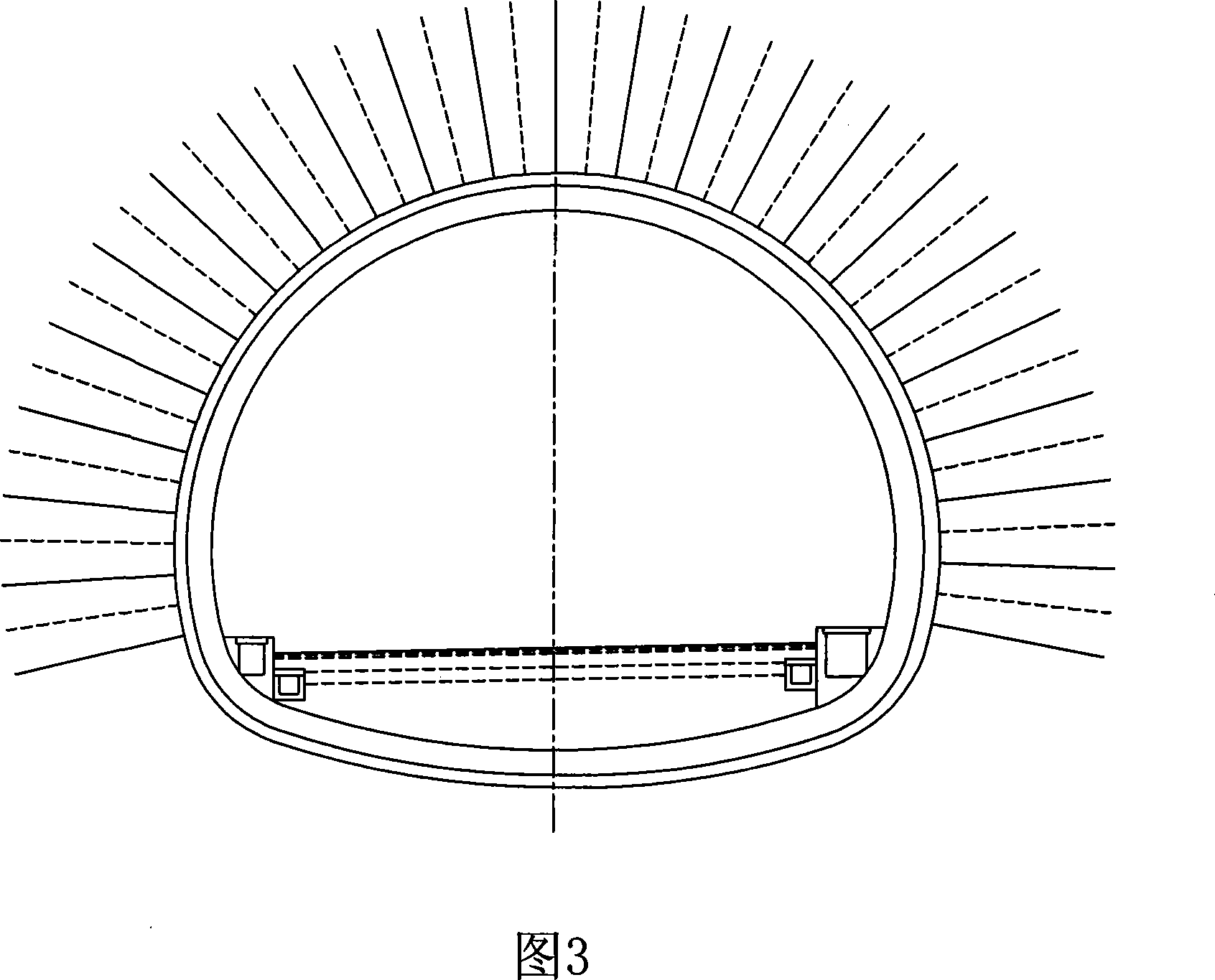 Tunnel steel arch frame lock foot anchoring stock net-spraying composite structure