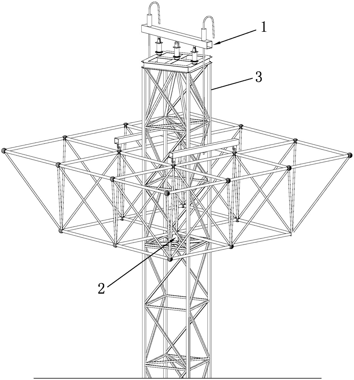 Net frame integral installation device and construction method thereof