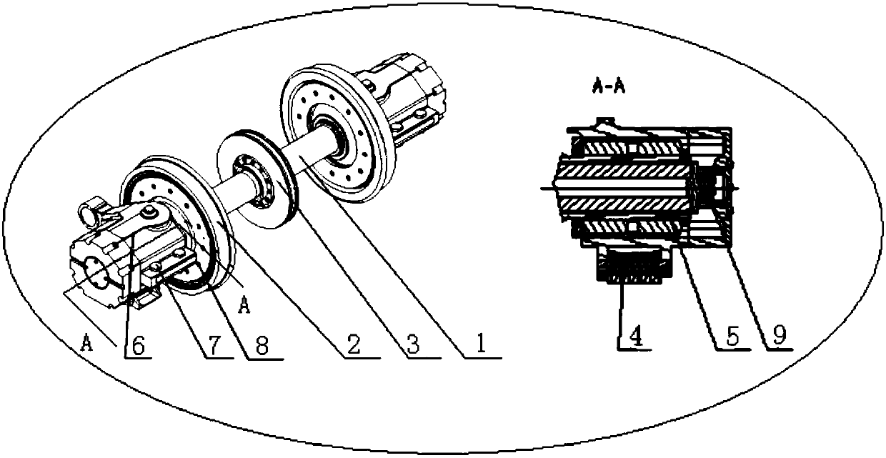 High speed train non-power wheel pair axle box device for standard-narrow gauge conversion