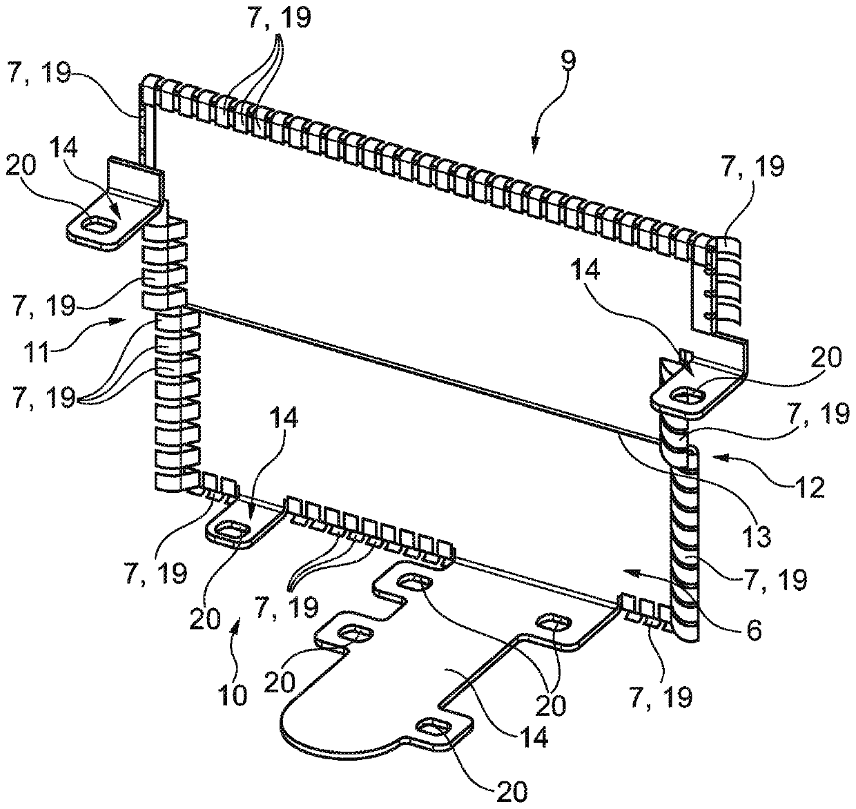 Power electronics unit having separating element decoupling high-voltage side from low-voltage side