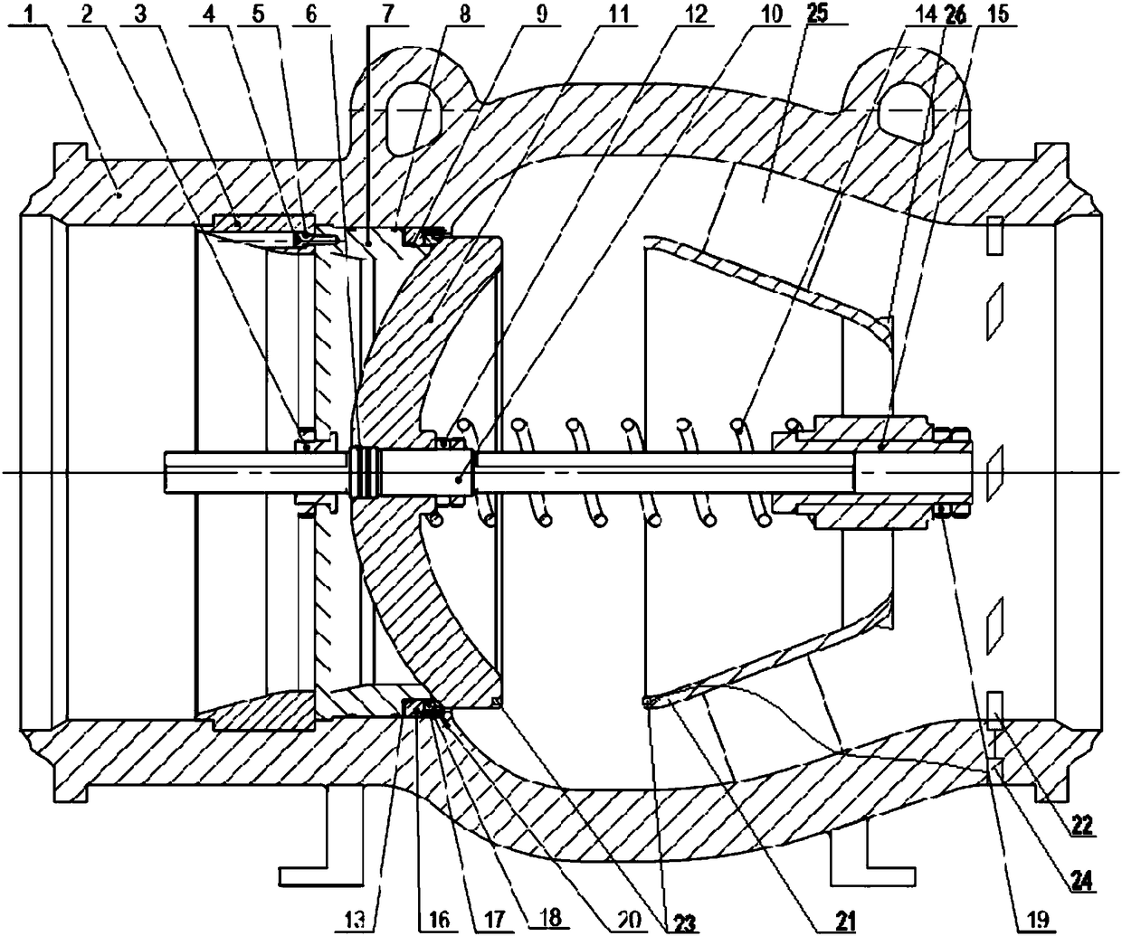 Axial-flow type non-return valve