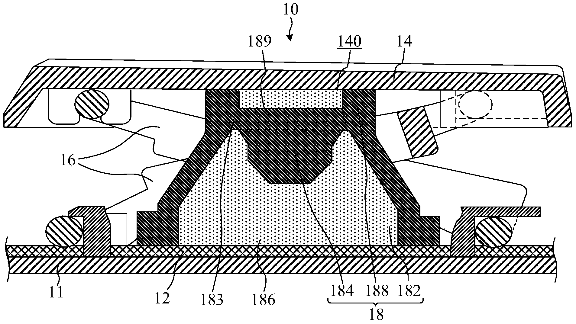 Resilient actuator and dome sheet, keyswitch and keyboard with resilient actuator