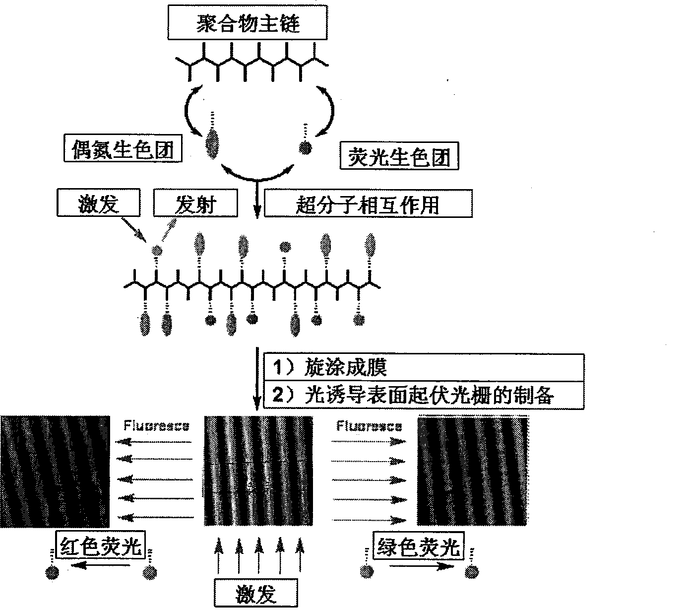 Polyarylether material containing azo group and fluorophor, as well as preparation and use thereof