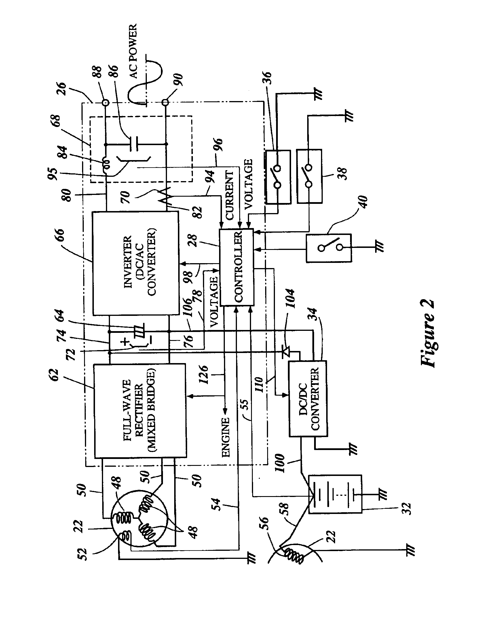 Portable power supply incorporating a generator driven by an engine