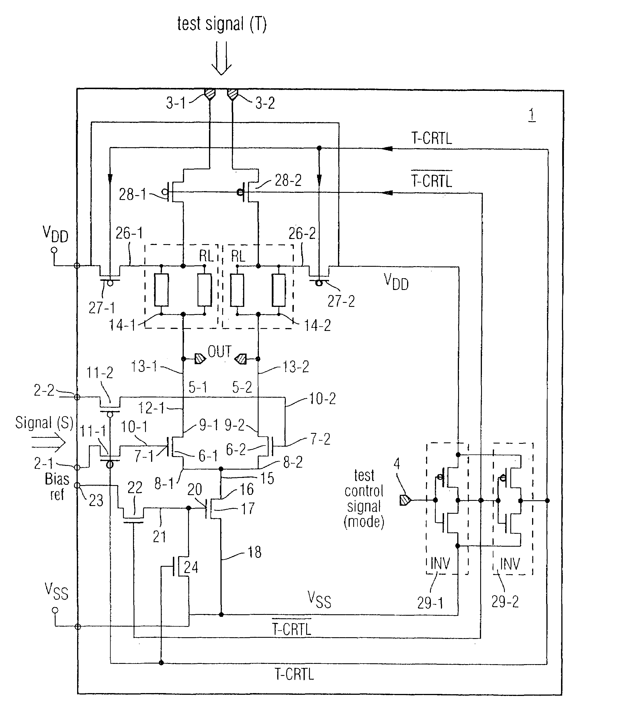 Analogue amplifier with multiplexing capability