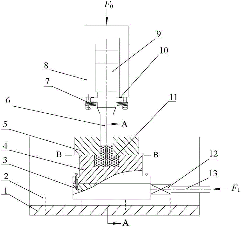 Shear friction test device for pressure-bearing granular medium under vibration condition