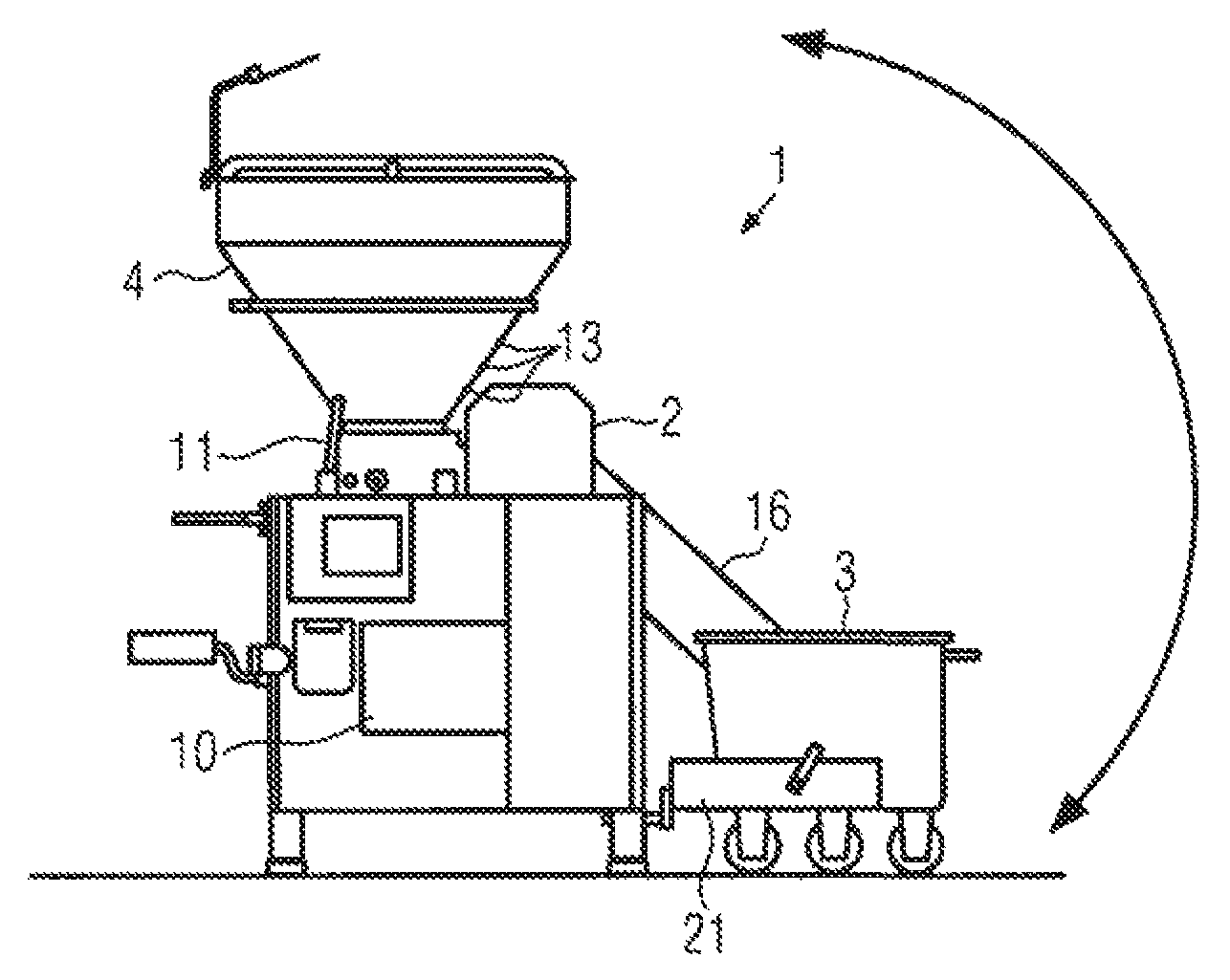 Device and method for loading a food processing machine, in particular a filling machine or a cutter, with food