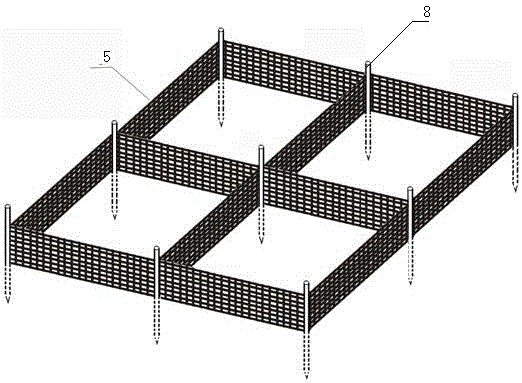 A method for comprehensive control of mobile sand dunes by capping, fixing slopes and locking edges