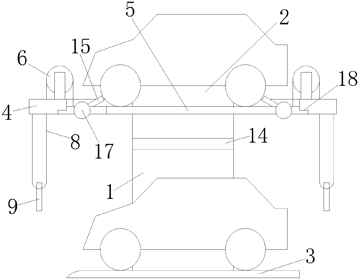 Double-layer two-parking-space three-dimensional parking device