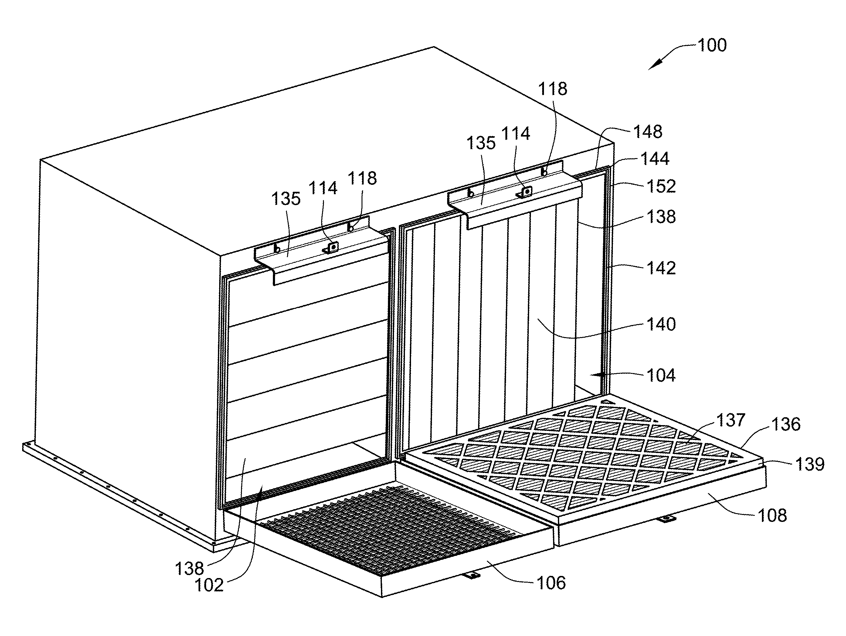 V-Bank Air Filtration System Such as for Animal Confinement