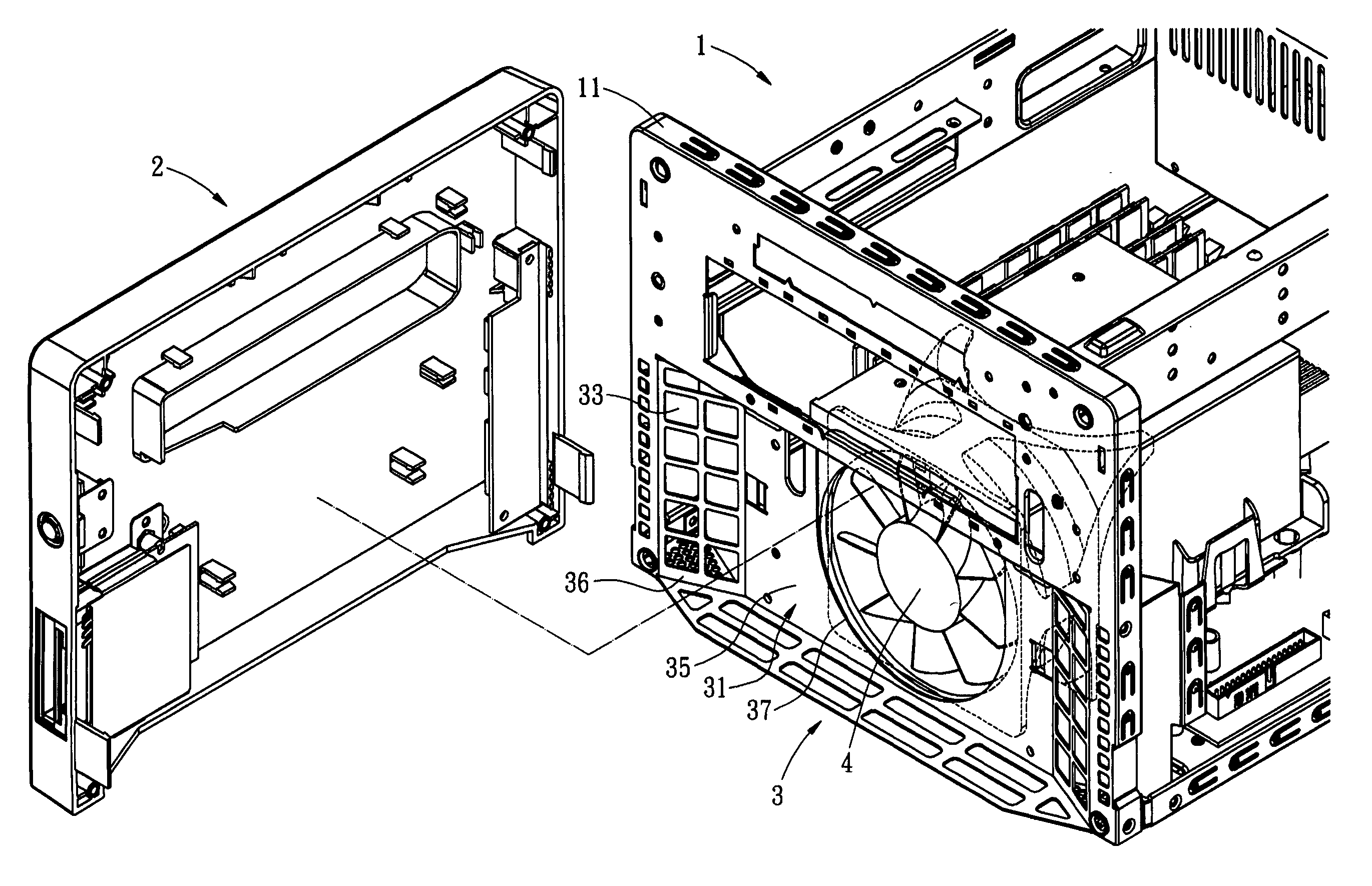 Inlet airflow guiding structure for computers