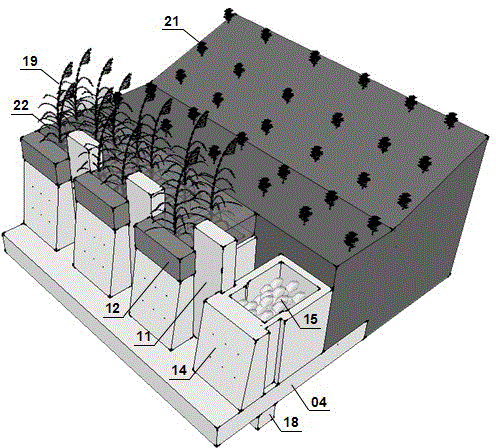 Combined ecological revetment structure of box body and plug board