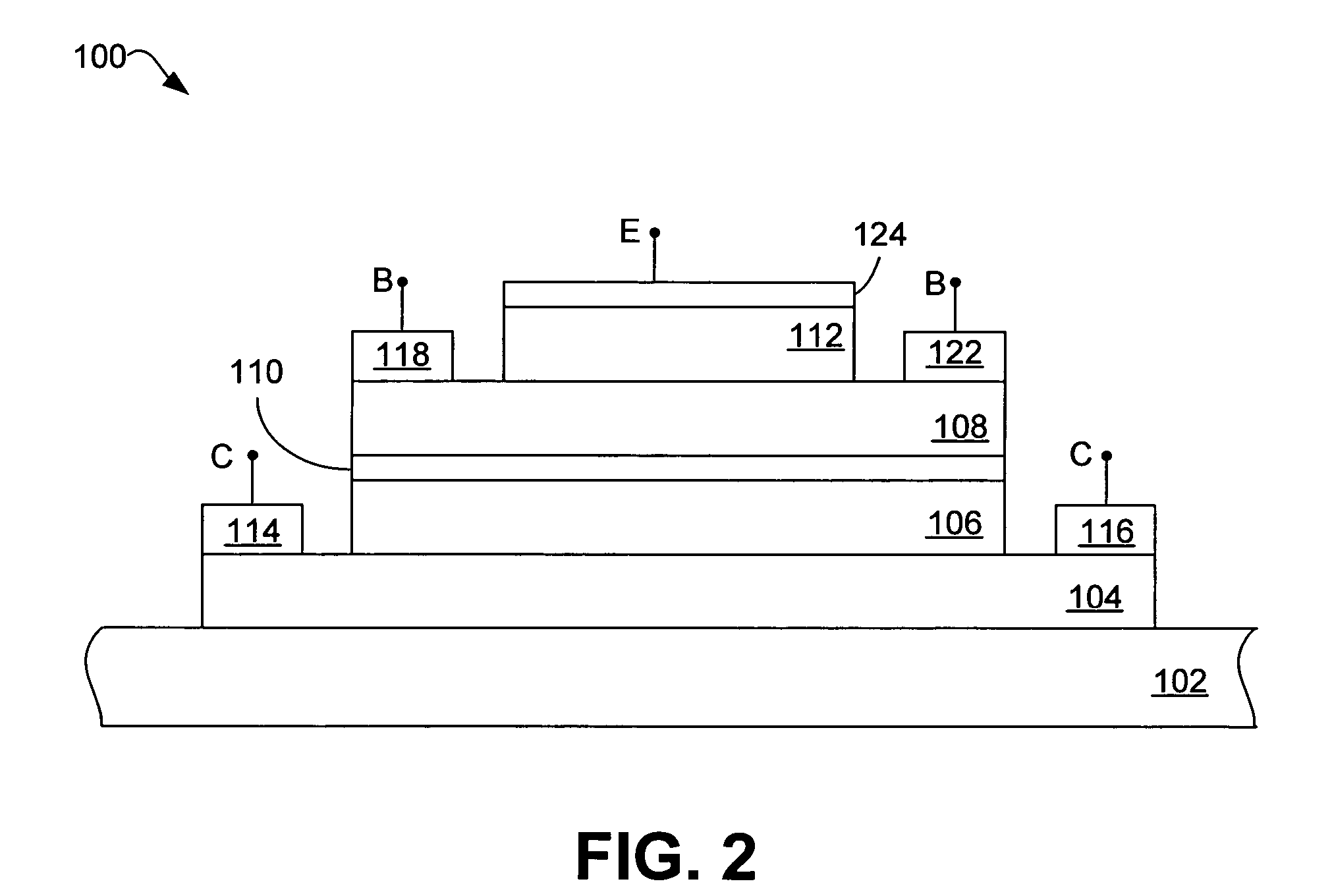 Gallium arsenide antimonide (GaAsSB)/indium phosphide (InP) heterojunction bipolar transistor (HBT) having reduced tunneling probability