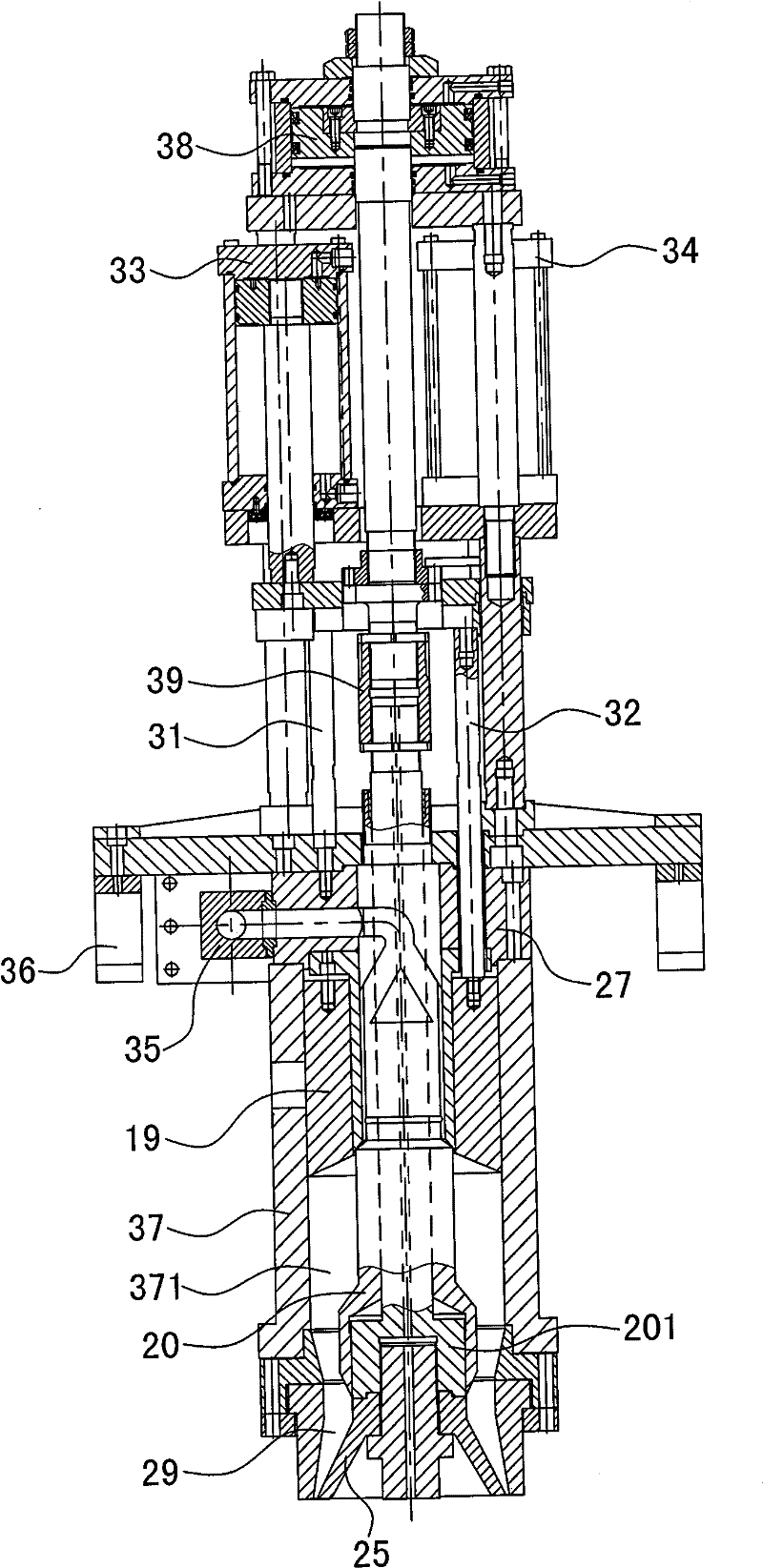 Plastic hollow container extrusion blowing machine