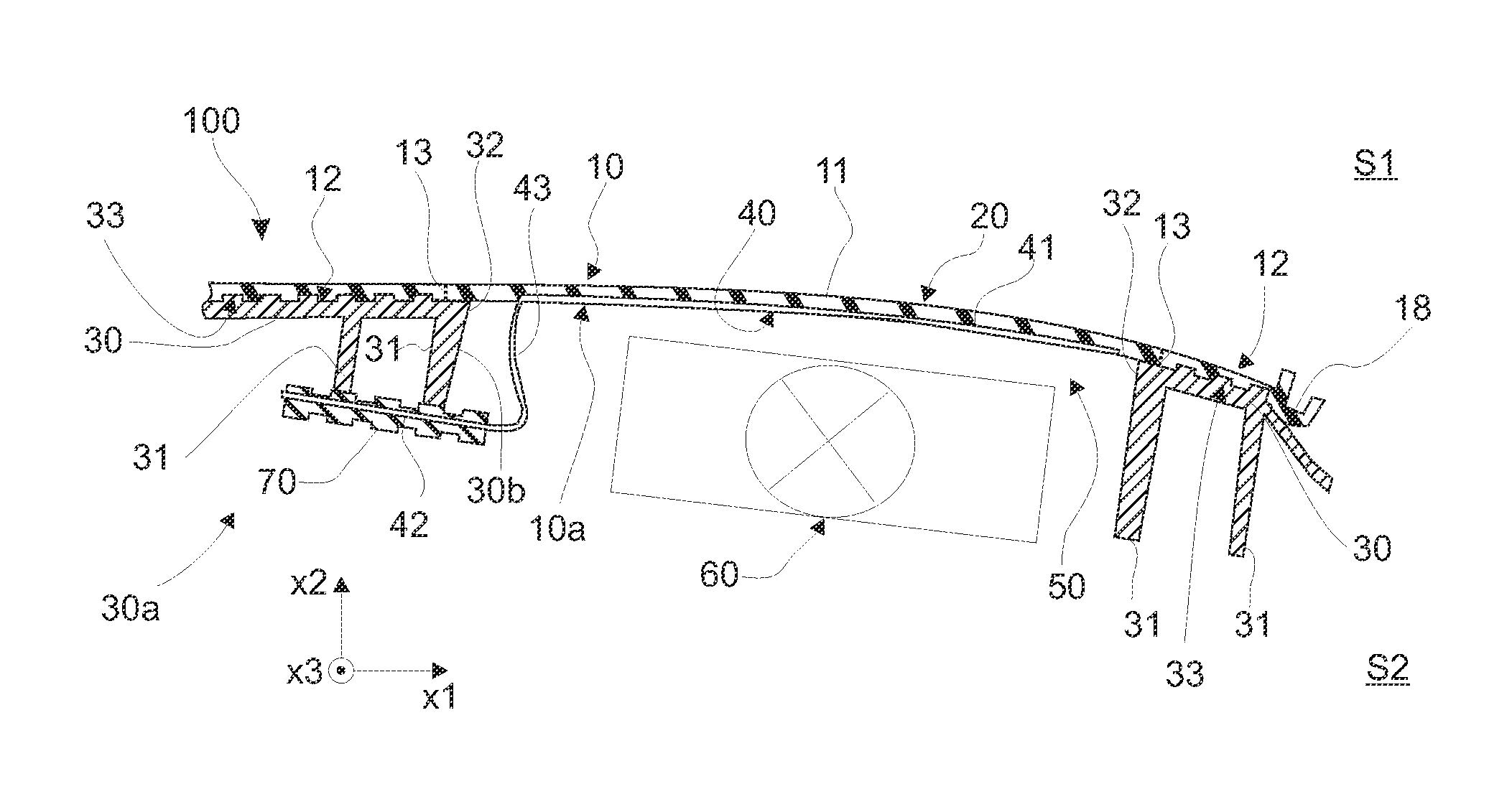 Interior panel part with airbag cover