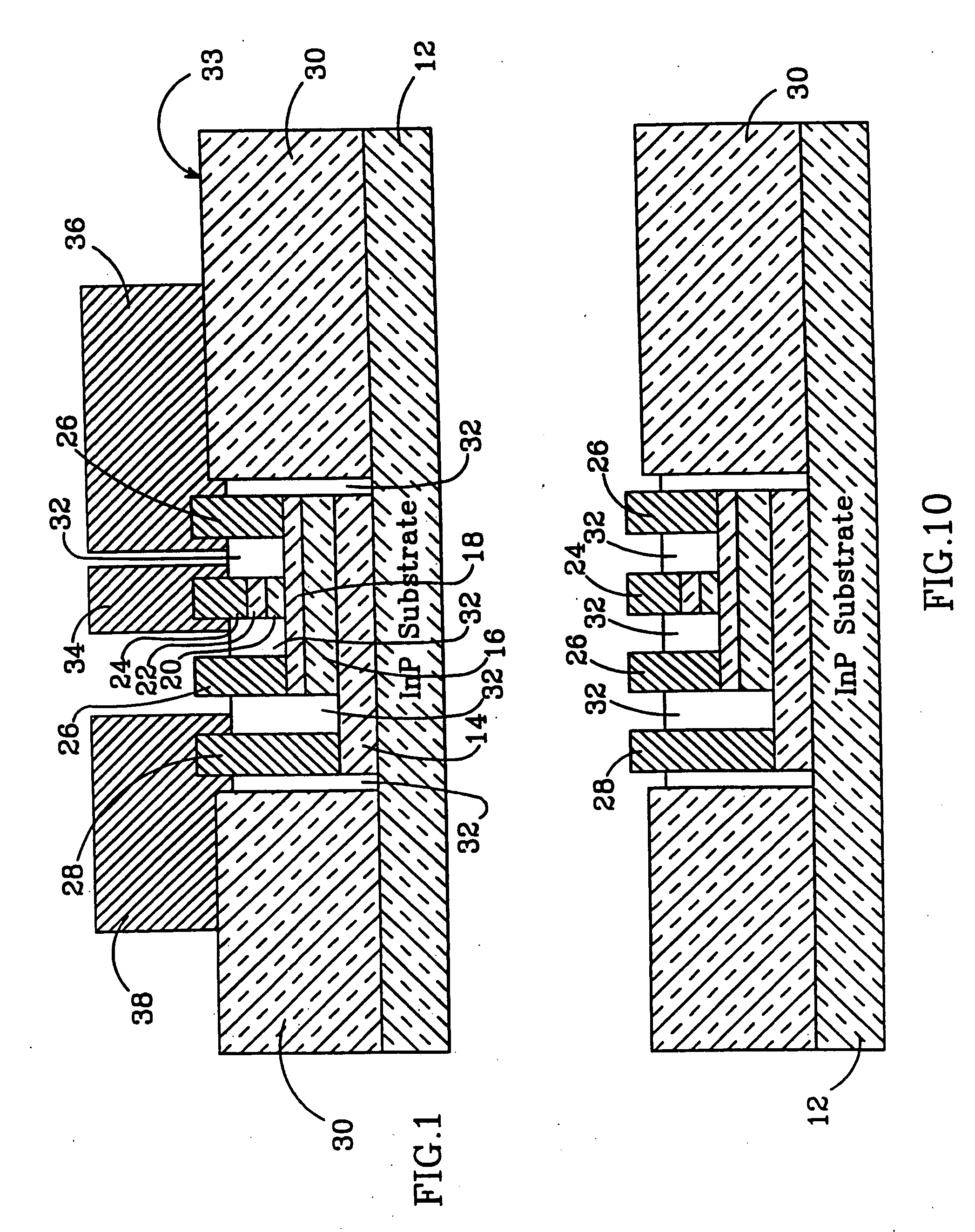 Heterojunction bipolar transistor with dielectric assisted planarized contacts and method for fabricating