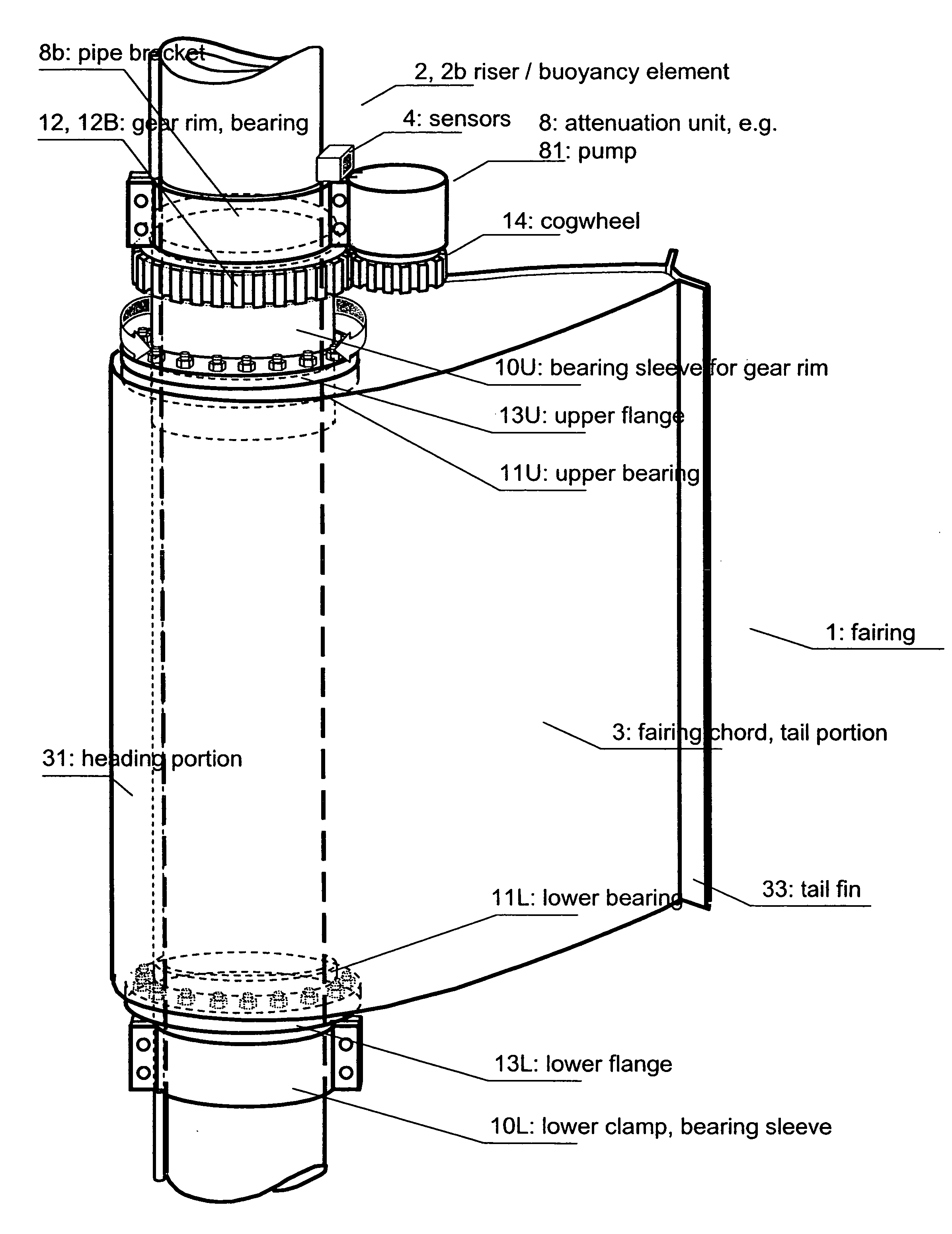 Fairing for reducing watercurrent-induced stresses on a marine riser