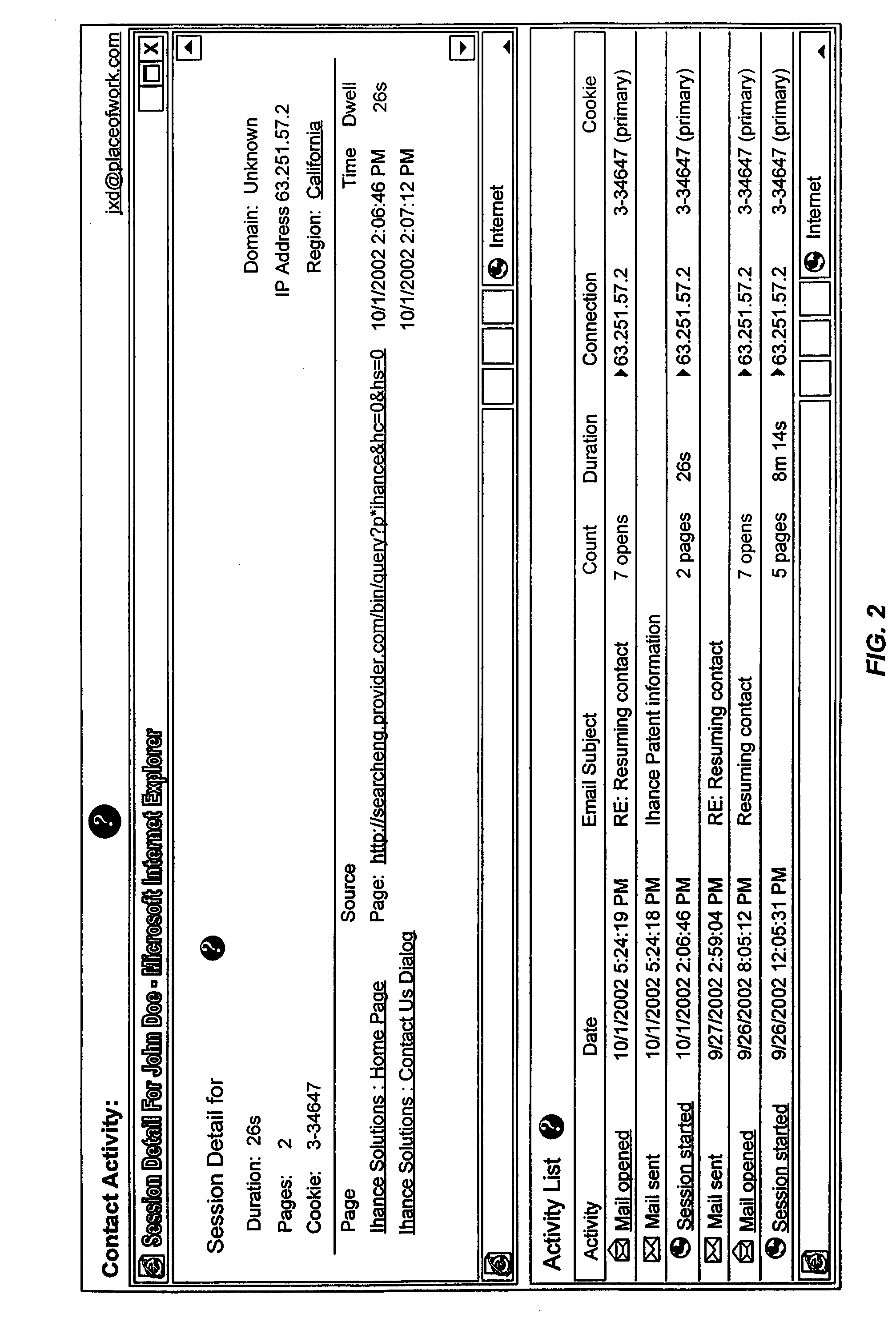 Method and system for monitoring email and website behavior of an email recipient