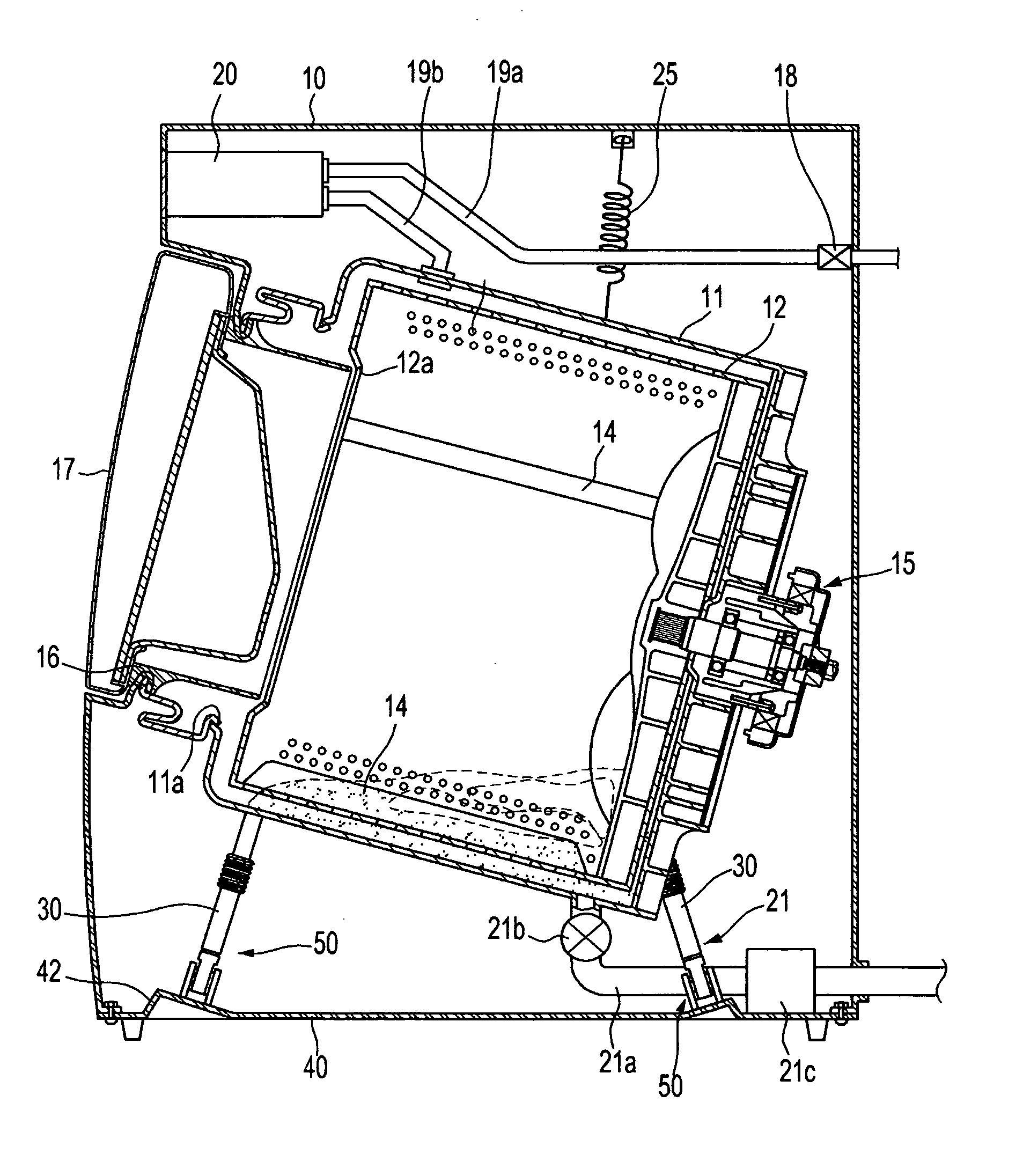 Washing and/or drying machine having a damper connecting structure including a reinforcing portion