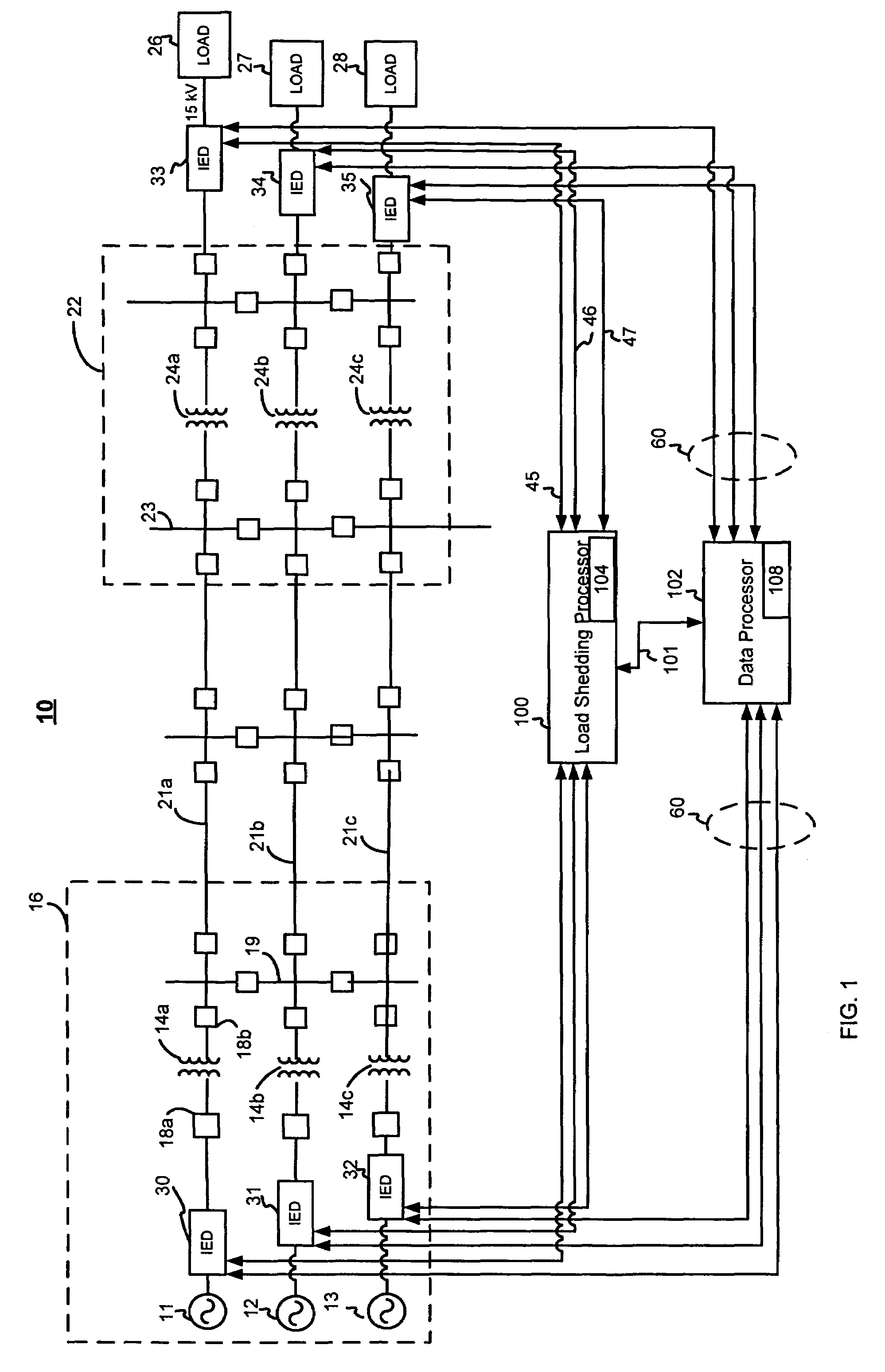 Apparatus and method for high-speed load shedding in an electrical power system