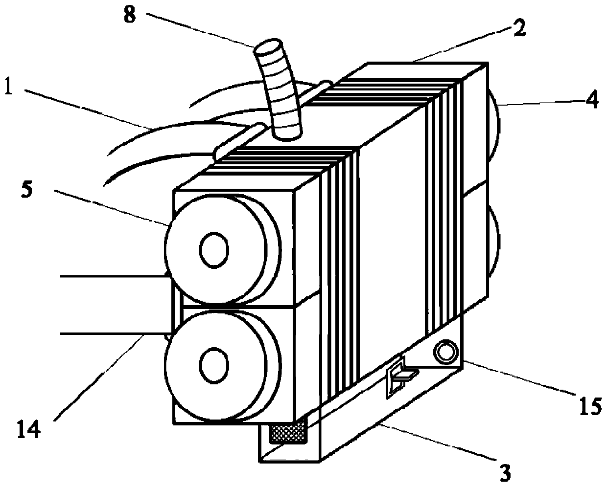 High-voltage electrostatic filtering device of virus prevention and control positive-pressure biological protective clothing