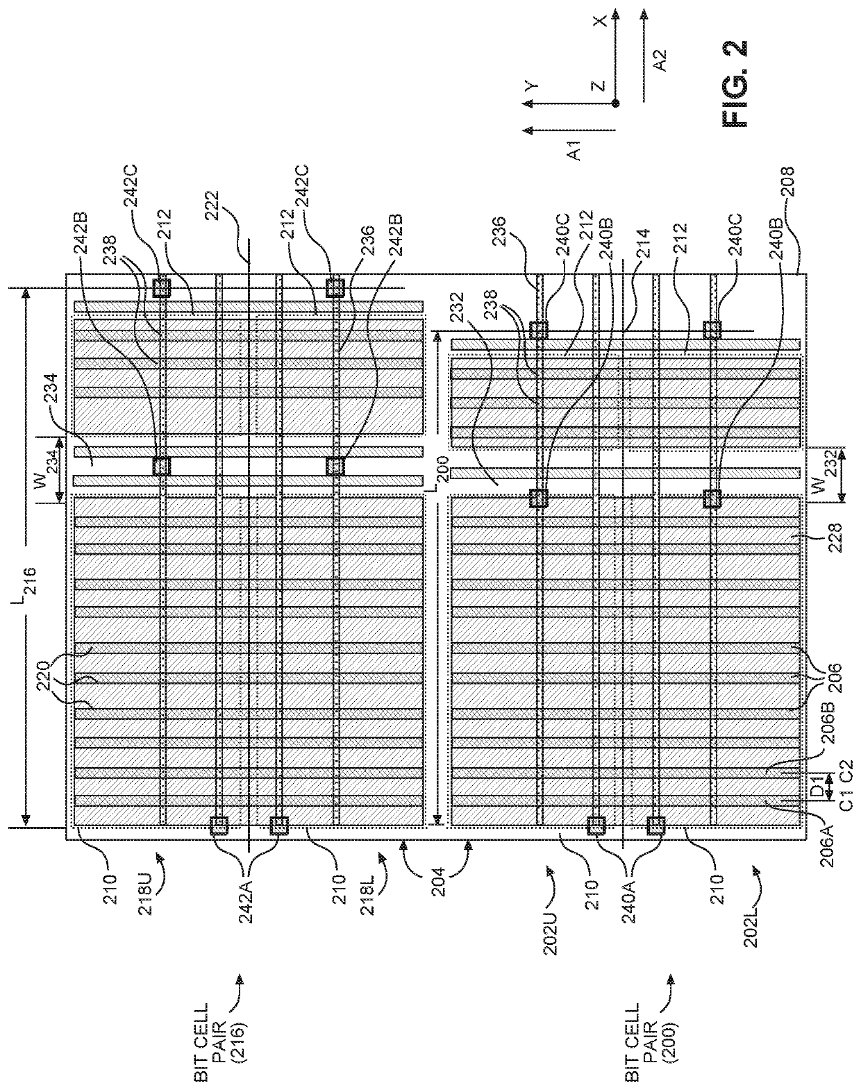 Static random access memory (SRAM) bit cell circuits with a minimum distance between a storage circuit active region and a read port circuit active region to reduce area and SRAM bit cell array circuits