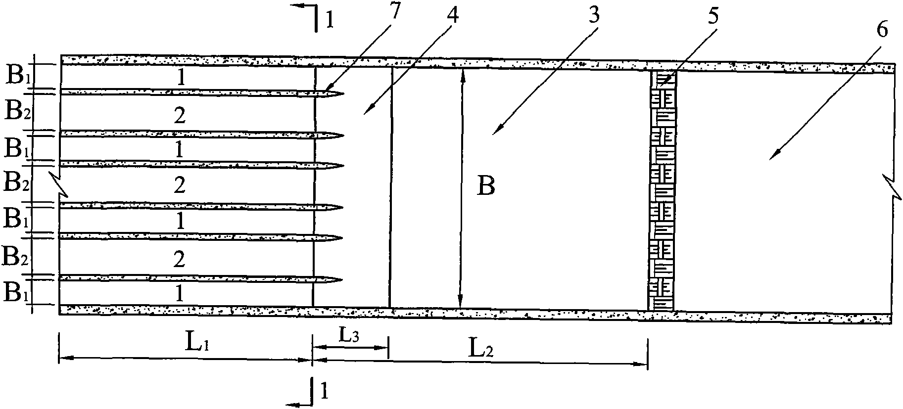 Differential column-splitting inlet energy dissipater