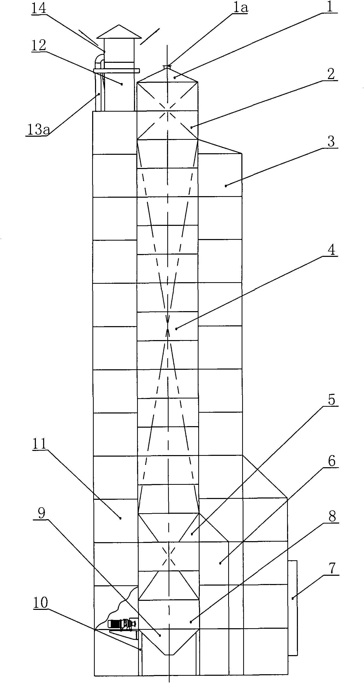 Isobaric grain-drying tower