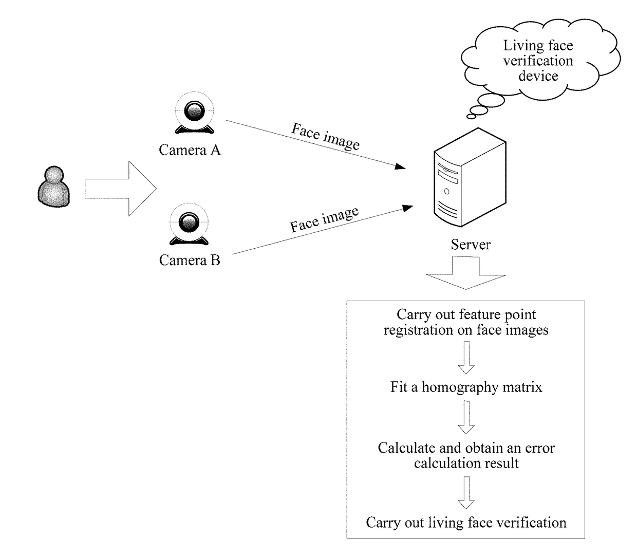 Living face verification method and device